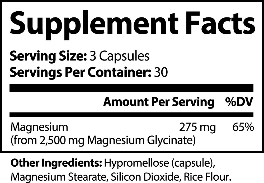 Magnesium Glycinate - Benefits Anxiety, Sleep & More - 275mg, 90 Capsules